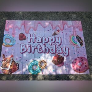 Donut & cupcakes Happy Birthday Backdrop,3 x 5,Dripping Cream Colorful